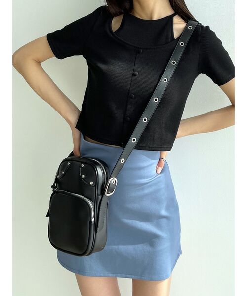 EMODA（エモダ）の「ストレッチカーブミニスカート（スカート・レディース・グレー/ブラック/ブルー・SMALL/MEDIUM）」の14枚目の写真