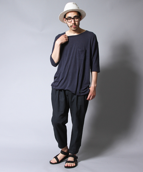 AMERICAN RAG CIE（アメリカンラグシー）の「AMERICAN RAG CIE シルク100%ビックシルエットドレープTシャツ（Tシャツ/カットソー・メンズ・ネイビー/オフホワイト/ブラック・1/2/3）」の10枚目の写真