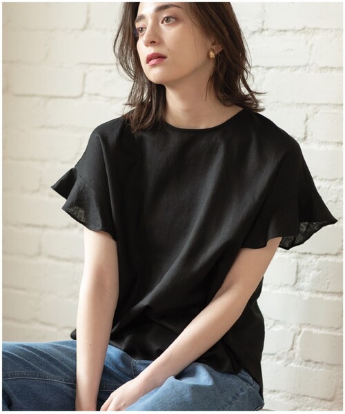 セットアップ対応フレンチリネン混ブラウス【洗濯機洗い可】