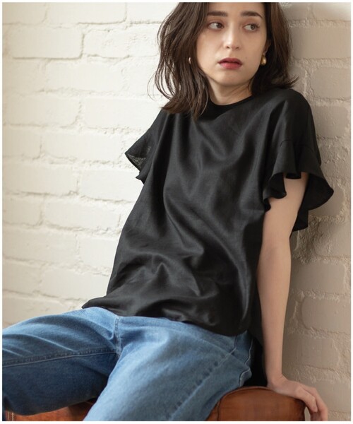 セットアップ対応フレンチリネン混ブラウス【洗濯機洗い可】