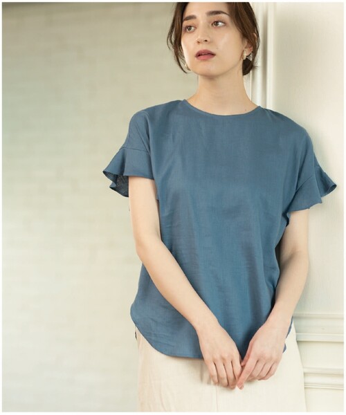 セットアップ対応フレンチリネン混ブラウス【洗濯機洗い可】