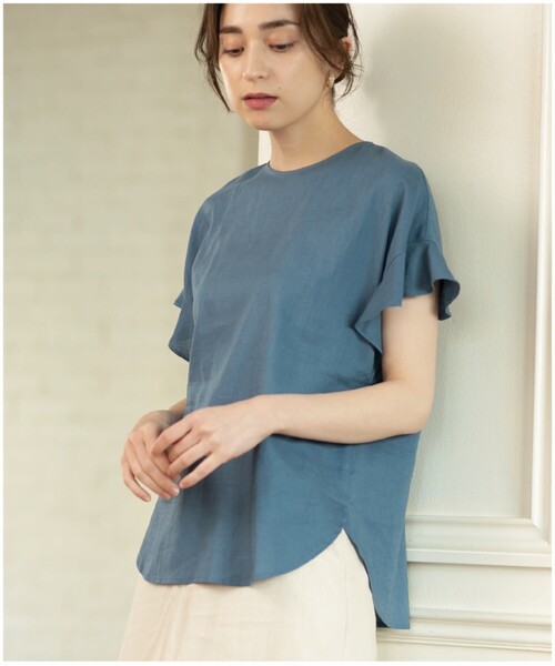 セットアップ対応フレンチリネン混ブラウス【洗濯機洗い可】