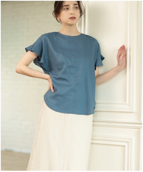 セットアップ対応フレンチリネン混ブラウス【洗濯機洗い可】