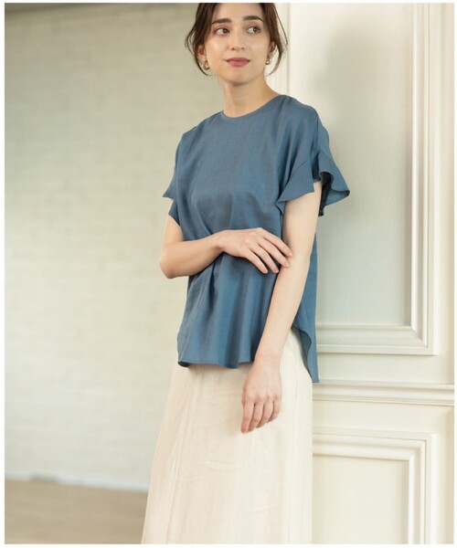 セットアップ対応フレンチリネン混ブラウス【洗濯機洗い可】
