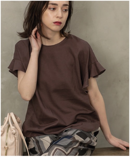 セットアップ対応フレンチリネン混ブラウス【洗濯機洗い可】