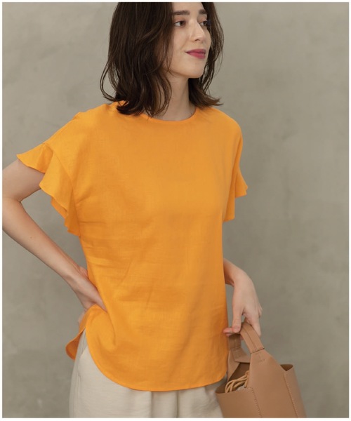 セットアップ対応フレンチリネン混ブラウス【洗濯機洗い可】