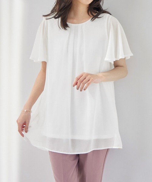alotta(アロッタ)の「インナー付シフォンタックチュニック(チュニック・レディース・ピンク/ネイビー/ブラック/ライトグレー/ライトブルー/グレイッシュベージュ/サックスブルー/ホワイト/ブラック系その他・LARGE/X-LARGE/XXX-LARGE/MEDIUM/XX-LARGE/XXXX-LARGE)」の19枚目の写真