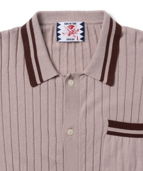 トップス SON OF THE CHEESE Border Rib Knit Shirt SON OF THE CHEESE Border Rib Knit Shirt | MAROON