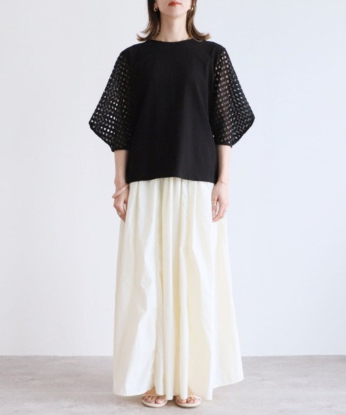 reca（レカ）の「メッシュスリーブカットソー（Tシャツ/カットソー・レディース・オフホワイト/ブラック・FREE）」の15枚目の写真