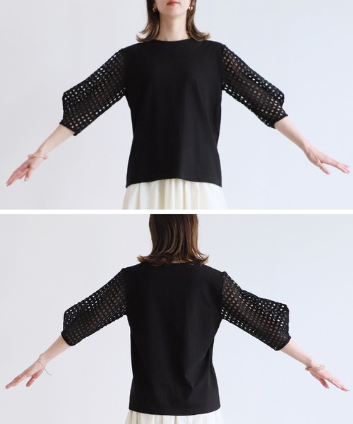 reca（レカ）の「メッシュスリーブカットソー（Tシャツ/カットソー・レディース・オフホワイト/ブラック・FREE）」の18枚目の写真