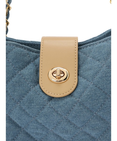 earth music&ecology(アースミュージックアンドエコロジー)の「デニムキルティングチェーンバッグ(エコバッグ/サブバッグ・レディース・ライトブルー/ダークブルー・FREE)」の6枚目の写真