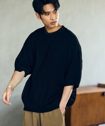 HINSON | HINSON/ヒンソン メッシュ クルーネック リラックスフィット半袖ニット/ユニセックス(Tシャツ/カットソー)