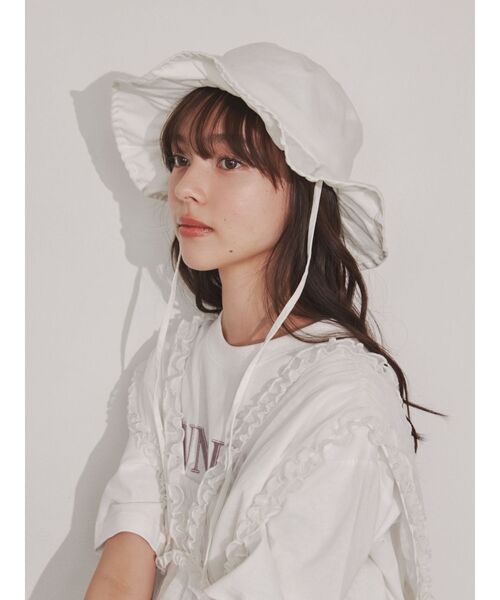 merry jenny(メリージェニー)の「frillキャンバスHAT(ハット・レディース・ブラック/オフホワイト・FREE)」の7枚目の写真