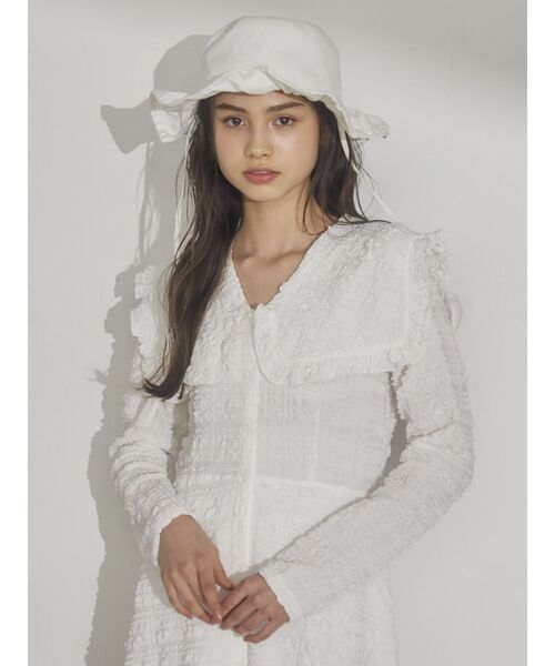 merry jenny(メリージェニー)の「frillキャンバスHAT(ハット・レディース・ブラック/オフホワイト・FREE)」の18枚目の写真