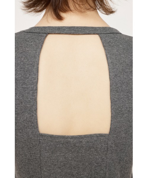 SLY（スライ）の「BACK OPEN TOPS バックオープン トップス（Tシャツ/カットソー・レディース・ブラック/オフホワイト/杢グレー・FREE）」の9枚目の写真