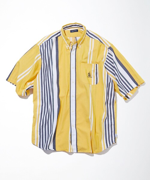 NAUTICA（ノーティカ）の「NAUTICA/ノーティカ Multi Stripe BD S/S Shirt/マルチストライプ ボタンダウン 半袖シャツ（シャツ/ブラウス・メンズ・イエロー/グリーン・MEDIUM/LARGE）」の4枚目の写真