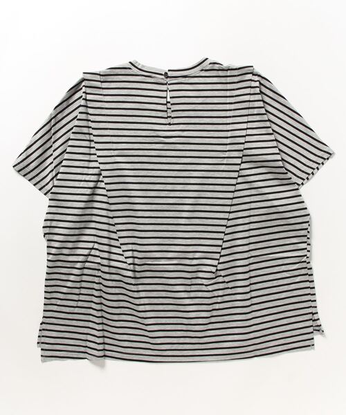 BDONNA（ビドンナ）の「サイロコンパクト ハイゲージ天竺ボーダー　カットソー（Tシャツ/カットソー・レディース・グレー系その他/ホワイト×ネイビー・MEDIUM）」の3枚目の写真