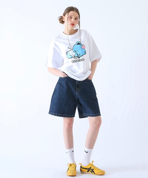 BadBlue（バッドブルー）の「【BadBlue 】Baby BadBear Oversized Tee White（Tシャツ/カットソー・レディース・ホワイト×ブルー・FREE）」の2枚目の写真