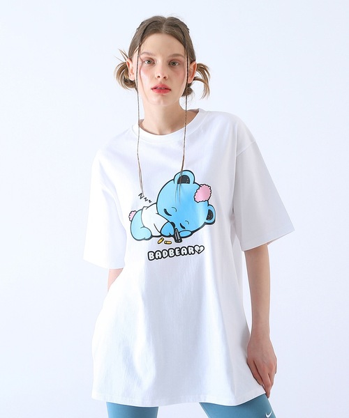 BadBlue（バッドブルー）の「【BadBlue 】Baby BadBear Oversized Tee White（Tシャツ/カットソー・レディース・ホワイト×ブルー・FREE）」の5枚目の写真