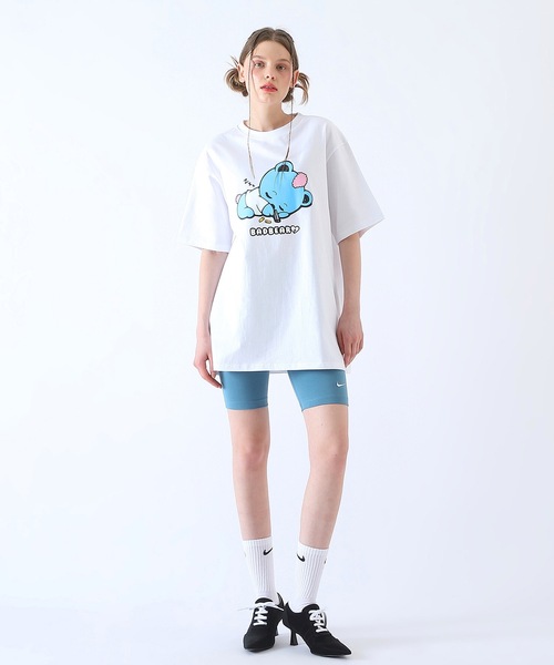 BadBlue（バッドブルー）の「【BadBlue 】Baby BadBear Oversized Tee White（Tシャツ/カットソー・レディース・ホワイト×ブルー・FREE）」の3枚目の写真