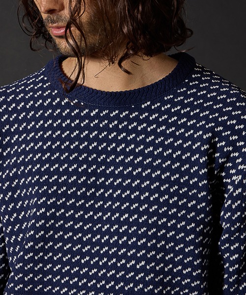 RATTLE TRAP（ラトルトラップ）の「モールニットバーズアイクルーネック（ニット/セーター・メンズ・ホワイト/ネイビー・LL/L/M）」の3枚目の写真