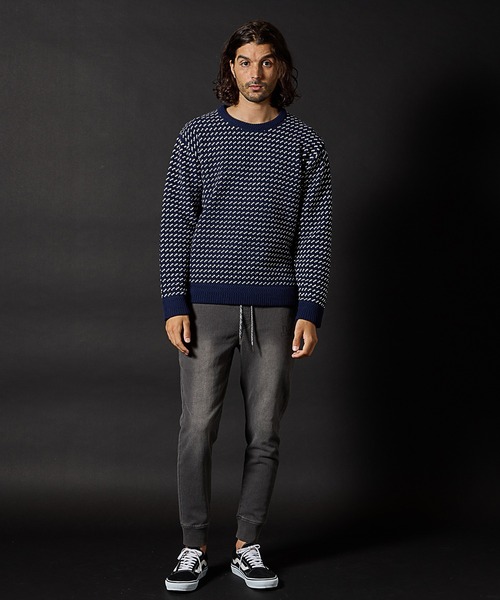 RATTLE TRAP（ラトルトラップ）の「モールニットバーズアイクルーネック（ニット/セーター・メンズ・ホワイト/ネイビー・LL/L/M）」の5枚目の写真