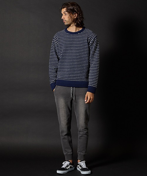 RATTLE TRAP（ラトルトラップ）の「モールニットバーズアイクルーネック（ニット/セーター・メンズ・ホワイト/ネイビー・LL/L/M）」の7枚目の写真