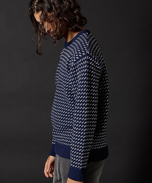 RATTLE TRAP（ラトルトラップ）の「モールニットバーズアイクルーネック（ニット/セーター・メンズ・ホワイト/ネイビー・LL/L/M）」の10枚目の写真