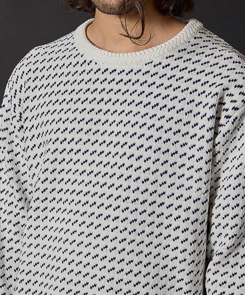 RATTLE TRAP（ラトルトラップ）の「モールニットバーズアイクルーネック（ニット/セーター・メンズ・ホワイト/ネイビー・LL/L/M）」の12枚目の写真