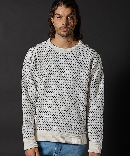 RATTLE TRAP（ラトルトラップ）の「モールニットバーズアイクルーネック（ニット/セーター・メンズ・ホワイト/ネイビー・LL/L/M）」の18枚目の写真