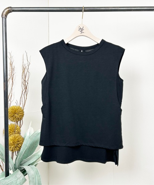 StyleSea(スタイルシー)の「【接触冷感+UVカット】レイヤードライクタンクトップ(タンクトップ・レディース・ブラック・FREE)」の16枚目の写真