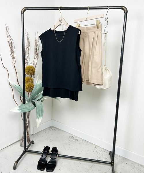 StyleSea(スタイルシー)の「【接触冷感+UVカット】レイヤードライクタンクトップ(タンクトップ・レディース・ブラック・FREE)」の21枚目の写真