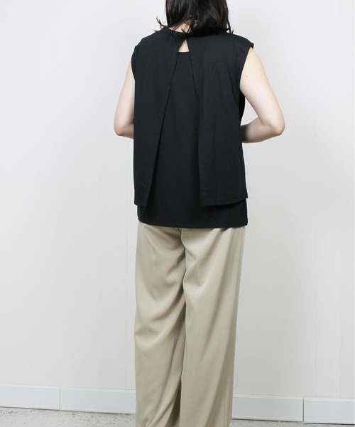 StyleSea(スタイルシー)の「【接触冷感+UVカット】レイヤードライクタンクトップ(タンクトップ・レディース・ブラック・FREE)」の8枚目の写真