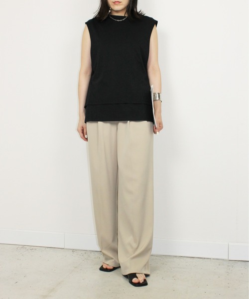 StyleSea(スタイルシー)の「【接触冷感+UVカット】レイヤードライクタンクトップ(タンクトップ・レディース・ブラック・FREE)」の12枚目の写真