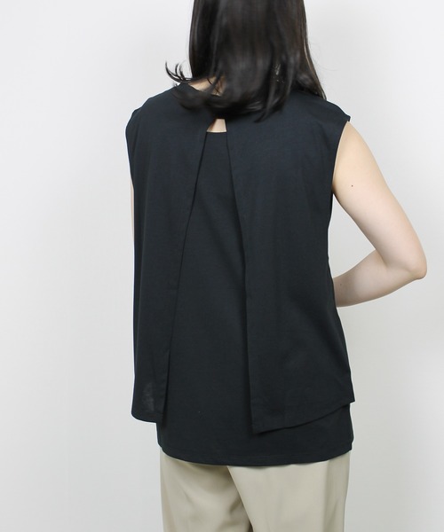 StyleSea(スタイルシー)の「【接触冷感+UVカット】レイヤードライクタンクトップ(タンクトップ・レディース・ブラック・FREE)」の3枚目の写真