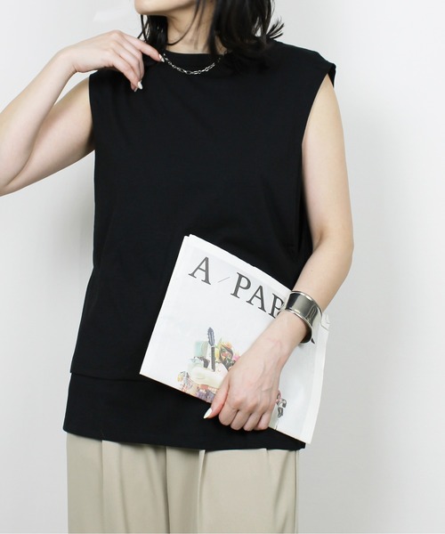 StyleSea(スタイルシー)の「【接触冷感+UVカット】レイヤードライクタンクトップ(タンクトップ・レディース・ブラック・FREE)」の7枚目の写真