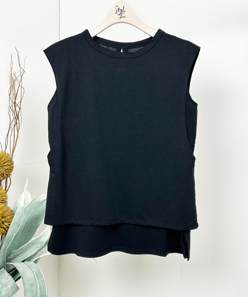 StyleSea(スタイルシー)の「【接触冷感+UVカット】レイヤードライクタンクトップ(タンクトップ・レディース・ブラック・FREE)」の14枚目の写真
