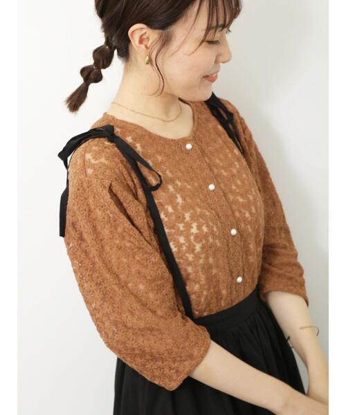 ehka sopo（エヘカソポ）の「ノーカラーレースブラウス（シャツ/ブラウス・レディース・キナリ/ブルー/キャメル/ブラック・F）」の7枚目の写真