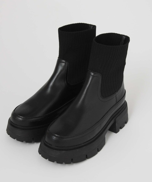 archives（アルシーヴ）の「ニットブーツ（ブーツ・レディース・ブラック/アイボリー・MEDIUM/LARGE）」の21枚目の写真