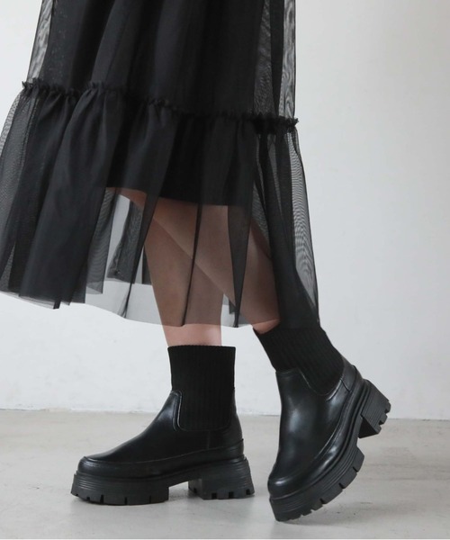 archives（アルシーヴ）の「ニットブーツ（ブーツ・レディース・ブラック/アイボリー・MEDIUM/LARGE）」の6枚目の写真