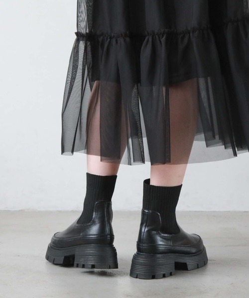 archives（アルシーヴ）の「ニットブーツ（ブーツ・レディース・ブラック/アイボリー・MEDIUM/LARGE）」の8枚目の写真