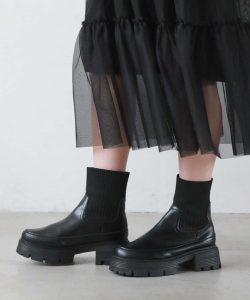 archives（アルシーヴ）の「ニットブーツ（ブーツ・レディース・ブラック/アイボリー・MEDIUM/LARGE）」の7枚目の写真