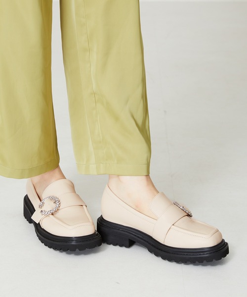 セール】厚底ビジューバックルベルトシューズ 31315（ローファー