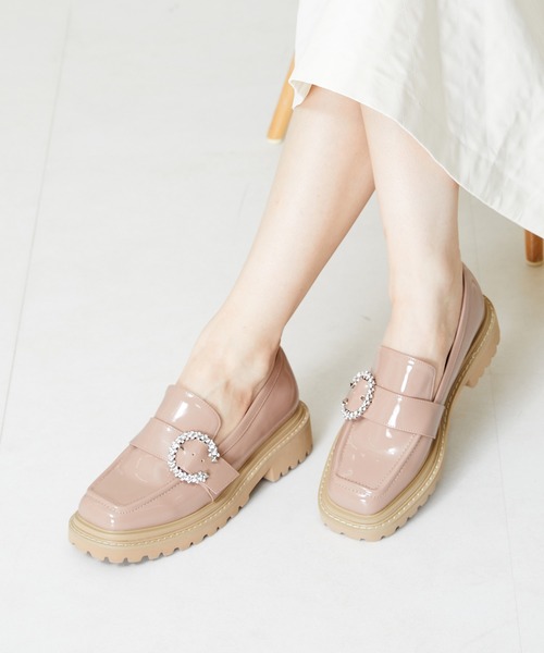 2024ビジューバックル付き 定価16500 セール】厚底ビジューバックルベルトシューズ 31315（ローファー