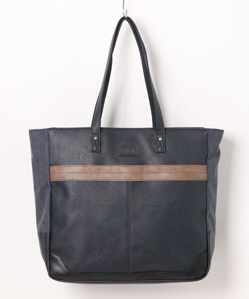 EDWIN（エドウィン）の「【EDWIN/エドウィン】別注PUトートバッグ　ビジネス　カジュアル　開口部ファスナー（トートバッグ・メンズ・ブラック/ブラウン/ネイビー・FREE）」の3枚目の写真