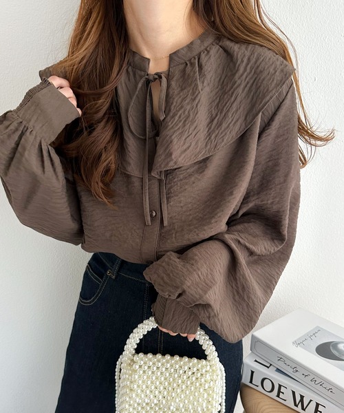 andme(アンドミー)の「ボリューム袖フリルカラーシアーシャツブラウス(シャツ/ブラウス・レディース・ブラック/オフホワイト/ブルー/ブラウン/ミント/ベージュ系その他・M)」の10枚目の写真