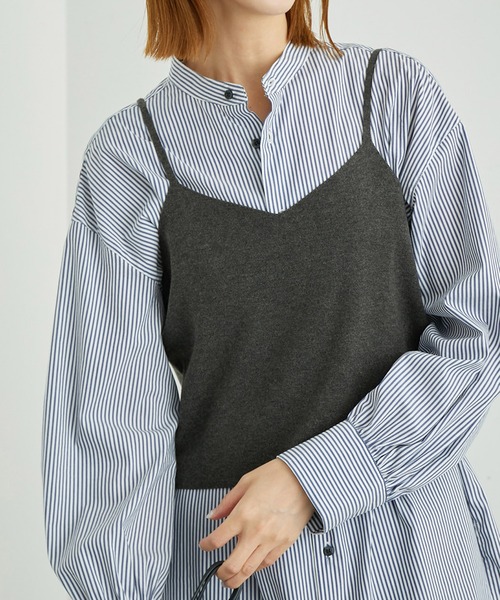 ROPE' PICNIC（ロペピクニック）の「総針ニットキャミソール（ニット/セーター・レディース・チャコールグレー/ブラウン/オフホワイト・38）」の3枚目の写真