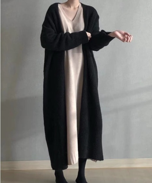 体型カバーも◎ロングセーターカーディガン（カーディガン