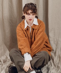 ハーフジップブークレニット