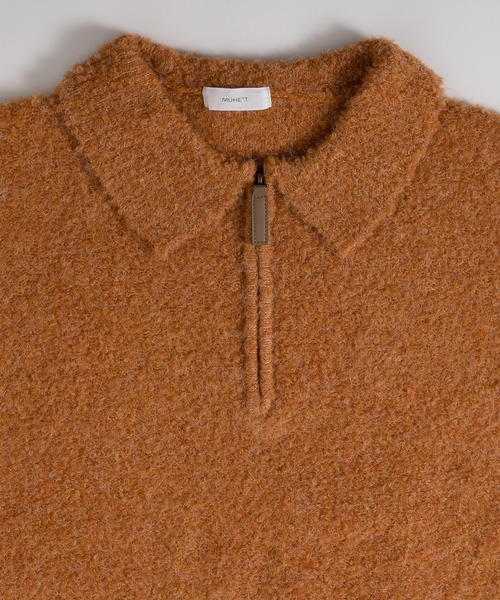 MUHET(ミュエータ)の「ハーフジップブークレニット(ニット/セーター・レディース・グリーン/ネイビー/オレンジ/ブラウン・X-LARGE/MEDIUM)」の5枚目の写真